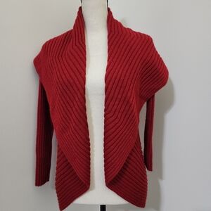 peruvian‎ Alpaca size Medium SIMPLY NATURAL Ribbed Open Front Cardigan Red